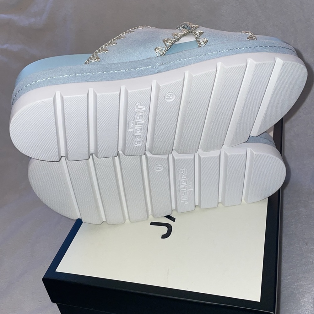 NWT J/SLIDES BAE Light Blue Faux Suede Sandal - Picture 13 of 14